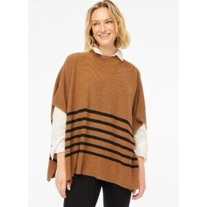 J. Crew Factory Striped Poncho in Heather Camel Black Stripe OS New With Tags!